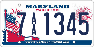 MD license plate 7AA1345