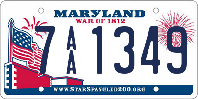 MD license plate 7AA1349