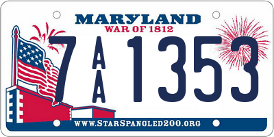 MD license plate 7AA1353