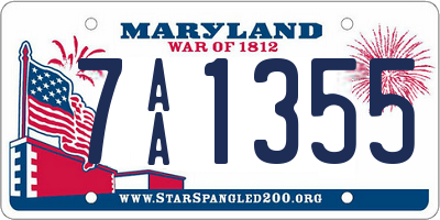 MD license plate 7AA1355