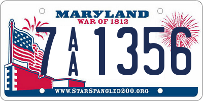 MD license plate 7AA1356