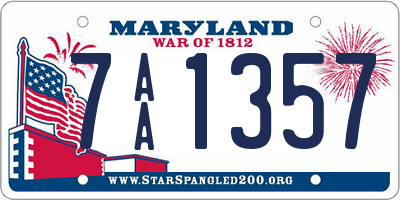 MD license plate 7AA1357