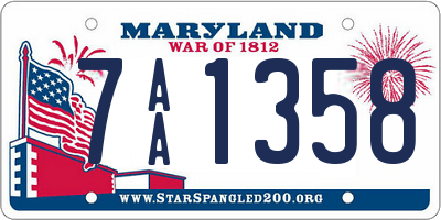 MD license plate 7AA1358