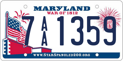 MD license plate 7AA1359