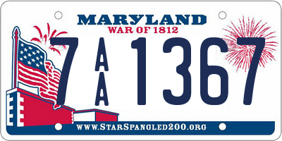 MD license plate 7AA1367