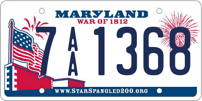 MD license plate 7AA1368