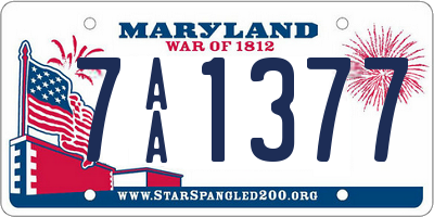 MD license plate 7AA1377