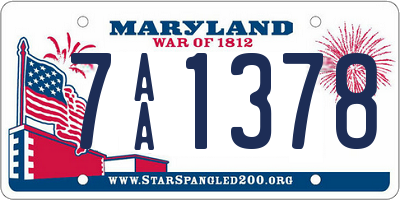 MD license plate 7AA1378