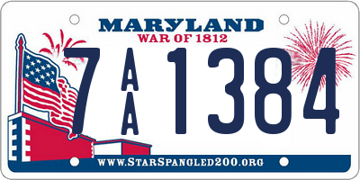 MD license plate 7AA1384