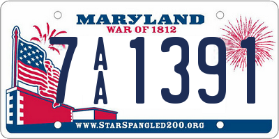 MD license plate 7AA1391