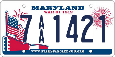 MD license plate 7AA1421