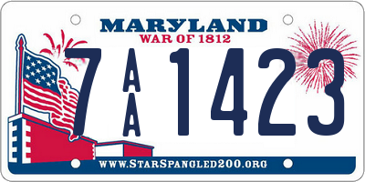 MD license plate 7AA1423