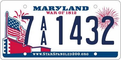 MD license plate 7AA1432