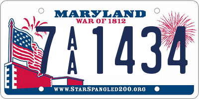 MD license plate 7AA1434