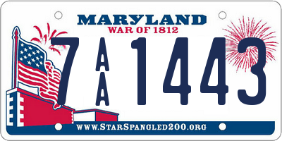 MD license plate 7AA1443