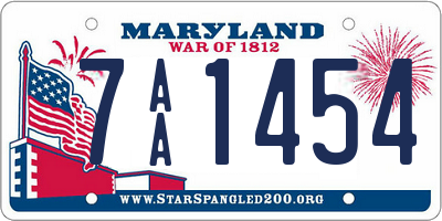 MD license plate 7AA1454