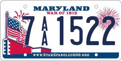 MD license plate 7AA1522