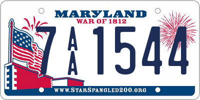 MD license plate 7AA1544