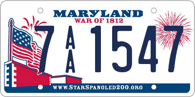 MD license plate 7AA1547