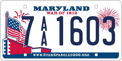 MD license plate 7AA1603