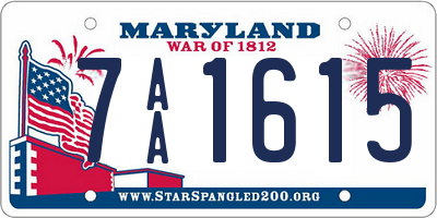 MD license plate 7AA1615