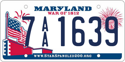 MD license plate 7AA1639