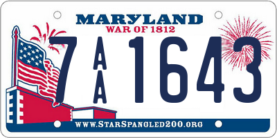 MD license plate 7AA1643