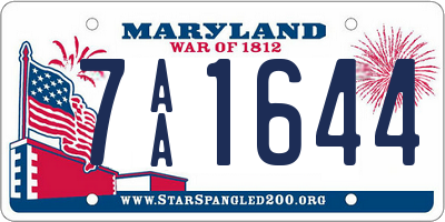 MD license plate 7AA1644