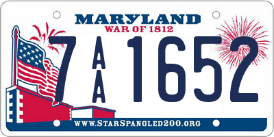 MD license plate 7AA1652