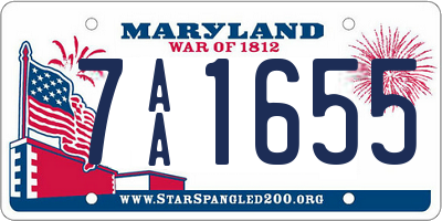MD license plate 7AA1655