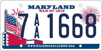 MD license plate 7AA1668