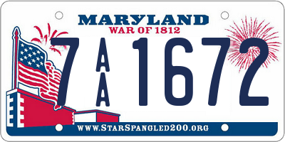 MD license plate 7AA1672
