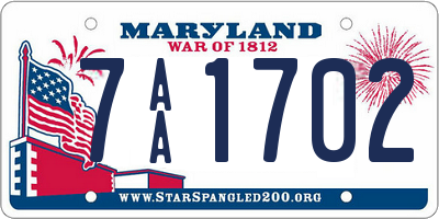 MD license plate 7AA1702