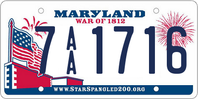 MD license plate 7AA1716