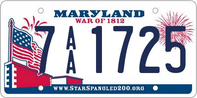MD license plate 7AA1725