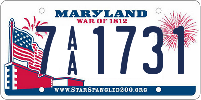 MD license plate 7AA1731