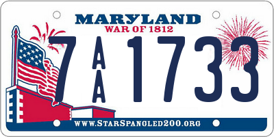 MD license plate 7AA1733