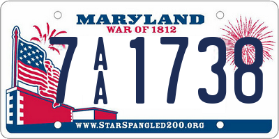 MD license plate 7AA1738