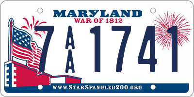 MD license plate 7AA1741