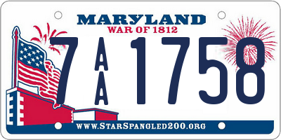 MD license plate 7AA1758