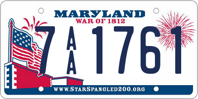 MD license plate 7AA1761