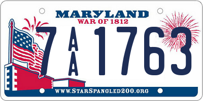 MD license plate 7AA1763