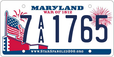 MD license plate 7AA1765