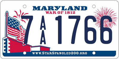 MD license plate 7AA1766
