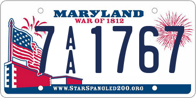 MD license plate 7AA1767