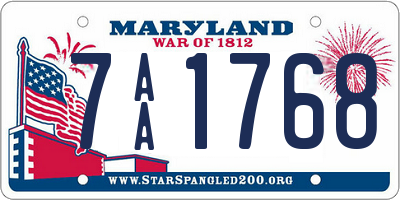 MD license plate 7AA1768