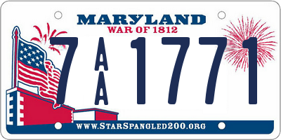 MD license plate 7AA1771