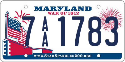 MD license plate 7AA1783
