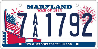 MD license plate 7AA1792