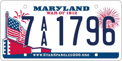 MD license plate 7AA1796